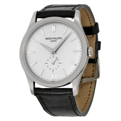 Patek Philippe Calatrava Silver Dial 18 Kt White Gold Men's Watch 5196g/001 In Black