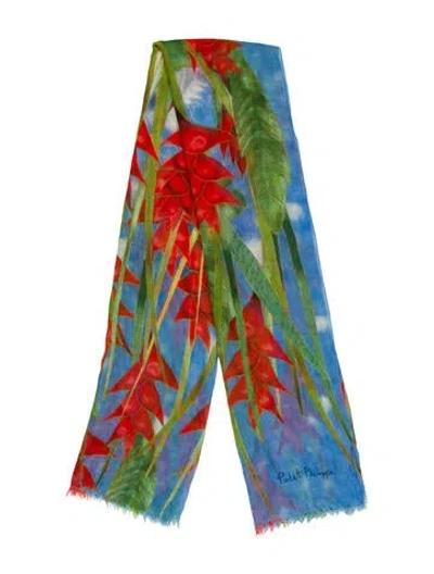 Pre-owned Patek Philippe Cashmere Floral Print Scarf In Blue