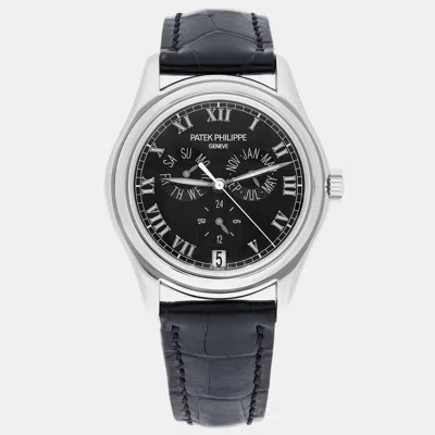 Pre-owned Patek Philippe Complications Annual Calendar 5035g Automatic Black 18k White Gold Men's Wristwatch 37 Mm