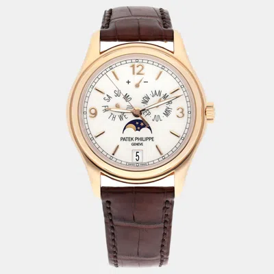 Pre-owned Patek Philippe Complications Annual Calendar 5146r-001automatic White 18k Rose Gold Men's Wristwatch 39 Mm