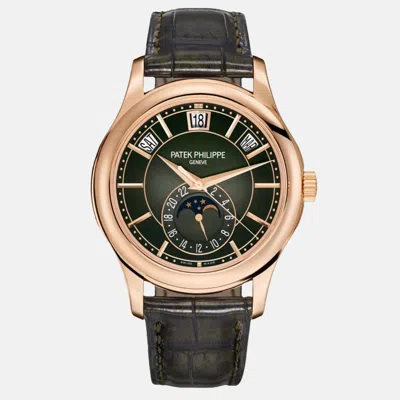 Pre-owned Patek Philippe Complications Annual Calendar 5205r-011 Automatic Olive Green 18k Rose Gold Men's Wristwatch 40 Mm