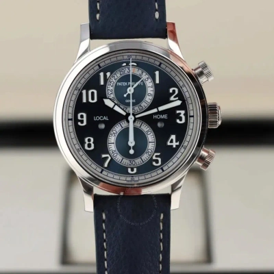 Patek Philippe Complications Calatrava Pilot Travel Time Chronograph Automatic Watch 5924g-001 In Blue / Gold / Navy / White