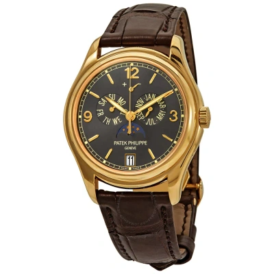 Patek Philippe Complications Moon Phase Grey Dial 18kt Yellow Gold Men's Watch 5146j-010 In Brown
