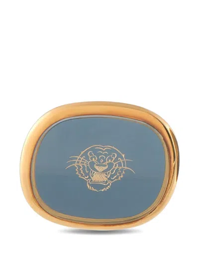 Pre-owned Patek Philippe Ellipse Enamel Tiger Cufflinks In Gold