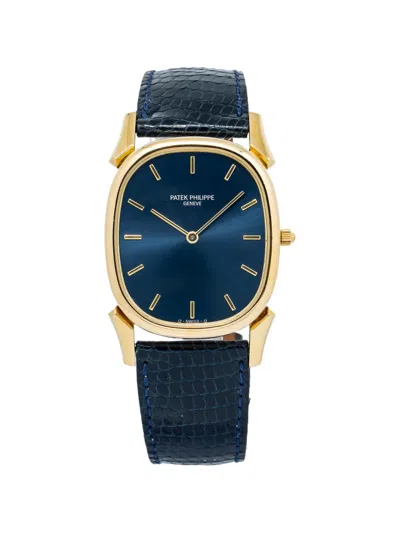 Pre-owned Patek Philippe Golden Ellipse 31mm Watch In Blue