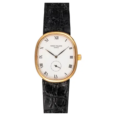 Pre-owned Patek Philippe Golden Ellipse 3978 White Roman Dial 18k Yg 1980s