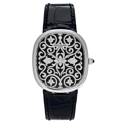 Patek Philippe Golden Ellipse Automatic Black Dial Ladies Watch 5738-51g-001 In White