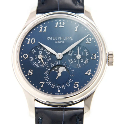 Patek Philippe Grand Complication Royal Blue Sunburst Dial Men's 18 Carat White Gold Watch 5327g In Blue / Gold / Skeleton / White