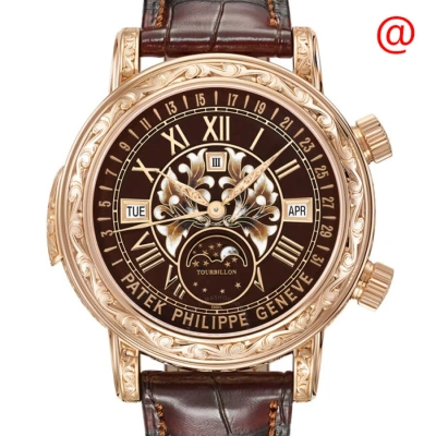 Patek Philippe Grand Complications Sky Moon Tourbillon Hand Wind Brown Dial Men's Watch 6002r-001 In Brown / Gold / Rose / Rose Gold