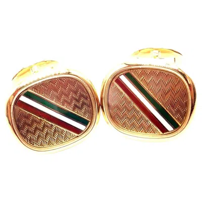 Pre-owned Patek Philippe Italian Flag Colors Enamel Large Cufflinks In Multi