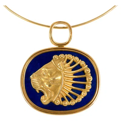 Pre-owned Patek Philippe Lapis Lazuli And 18k Gold Pendant Necklace, C. 1970 In Multi