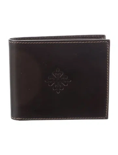 Pre-owned Patek Philippe Leather Bifold Wallet In Black