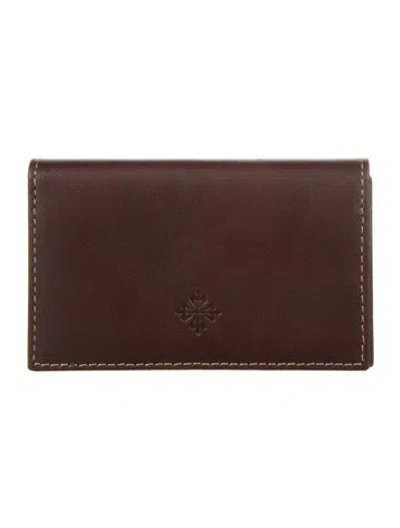 Pre-owned Patek Philippe Leather Card Holder In Brown