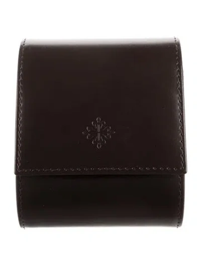 Pre-owned Patek Philippe Leather Single Watch Travel Case In Brown