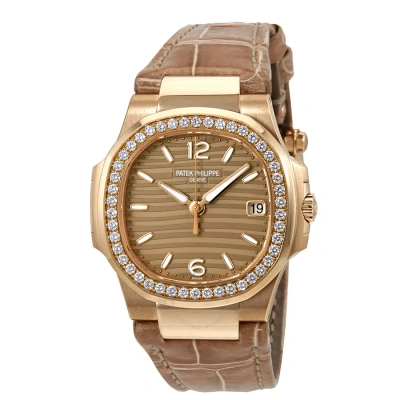 Patek Philippe Nautilus 18kt Rose Gold Diamond Ladies Watch 7010r-012 In Brown