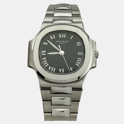 Pre-owned Patek Philippe Nautilus 3800/a1 Automatic Black Stainless Steel Men's Wristwatch 37mm