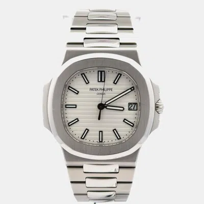 Pre-owned Patek Philippe Nautilus 5711/1a-011 White Stainless Steel Automatic Men Wristwatch 40mm