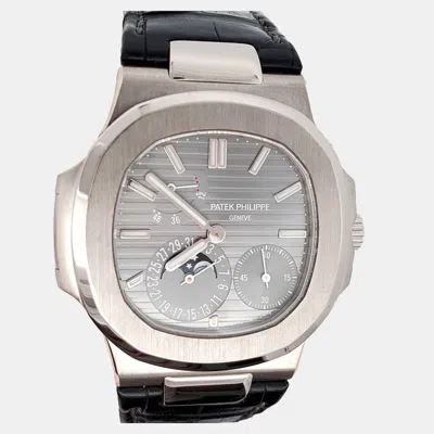 Pre-owned Patek Philippe Nautilus 5712g Automatic Grey 18k White Gold Men's Wristwatch 40 Mm In Gray