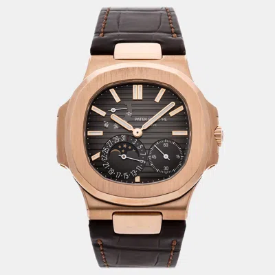 Pre-owned Patek Philippe Nautilus 5712gr-001 Brown Rose Gold Automatic Men Wristwatch 40mm