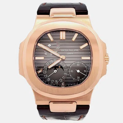 Pre-owned Patek Philippe Nautilus 5712r Automatic 18k Rose Gold Men's Wristwatch 40 Mm In Brown