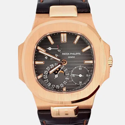Pre-owned Patek Philippe Nautilus 5712r Automatic Black 18k Rose Gold Men's Wristwatch 40 Mm