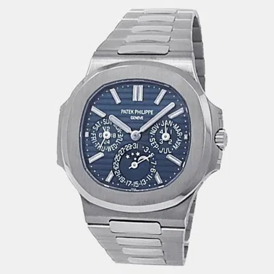 Pre-owned Patek Philippe Nautilus 5740/1g-001 Automatic Blue 18k White Gold Men's Wristwatch 40 Mm