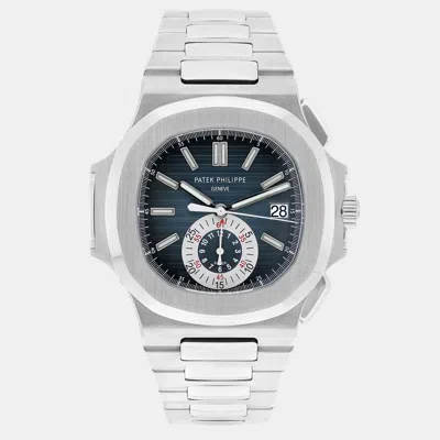 Pre-owned Patek Philippe Nautilus 5980/1a-001 Automatic Blue Stainless Steel Men's Wristwatch 44 Mm