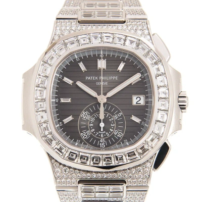 Patek Philippe Nautilus Automatic Diamond Black Dial Watch 5980/1400g-010 In Brown