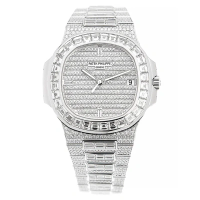 Patek Philippe Nautilus Automatic Diamond Silver Dial Watch 5719-10g-010 In Metallic