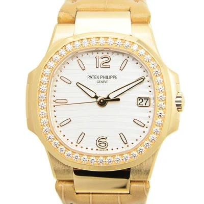 Patek Philippe Nautilus Quartz Diamond White Dial Ladies Watch 7010r-011 In Gold