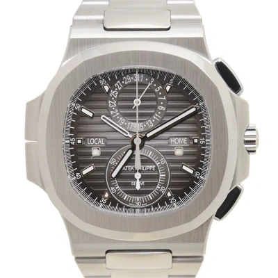 Patek Philippe Nautilus Travel Time Chronograph Stainless Steel Automatic Men's Watch 5990-1a-001 In Black