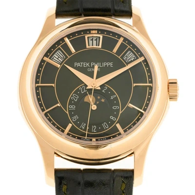 Patek Philippe Olive Green Sunburst Complications Automatic Men's Rose Gold Watch 5205r-011
