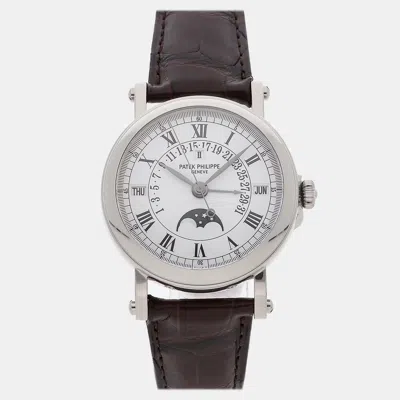Pre-owned Patek Philippe Perpetual Calendar 5059g-001 White White Gold Automatic Men Wristwatch 36mm