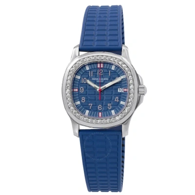 Patek Philippe Aquanaut Quartz Diamond Blue Dial Ladies Watch 5067a-014 In Aqua / Blue