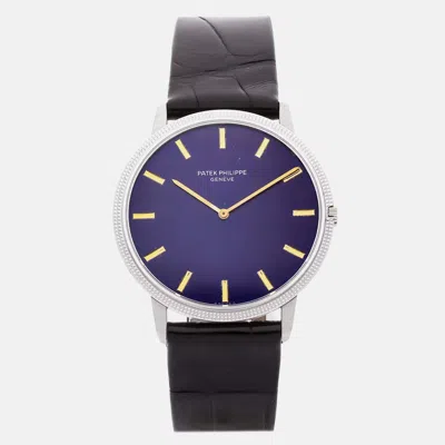 Pre-owned Patek Philippe Calatrava 3590 35 Mm In Blue