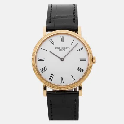 Pre-owned Patek Philippe Calatrava 5120j-001 35 Mm In White