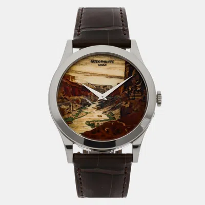 Pre-owned Patek Philippe Calatrava Marquetry 38 Mm In Multicolor