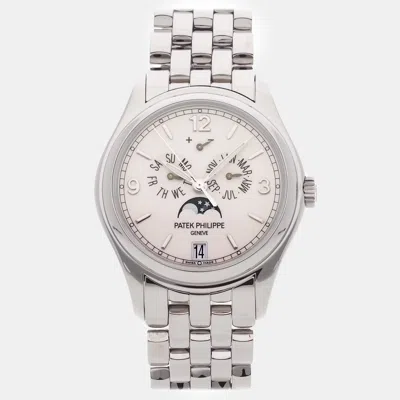 Pre-owned Patek Philippe Complications Annual Calendar Moon Phases 5146/1g-001 39 Mm In White