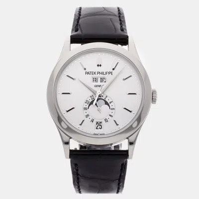 Pre-owned Patek Philippe Complications Annual Calendar Moon Phases 5396g-011 In Silver