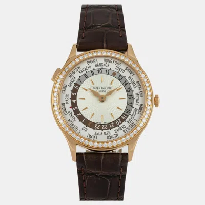Pre-owned Patek Philippe Complications World Time 7130r-013 Silver Automatic 18k Rose Gold Men's Wri