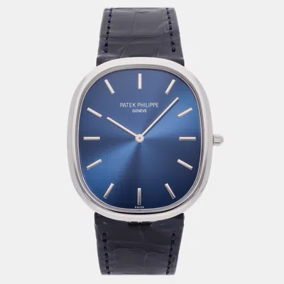 Pre-owned Patek Philippe Golden Ellipse 5738p-001 Men's Watch Automatic 34 Mm X 39 Mm In Blue