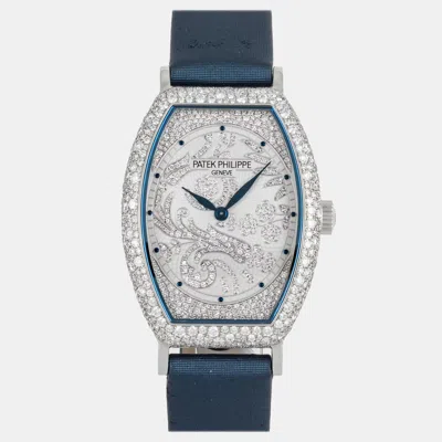 Pre-owned Patek Philippe Gondolo 7099g-001 Silver Manual Winding Diamond 18k White Gold Women's Wris