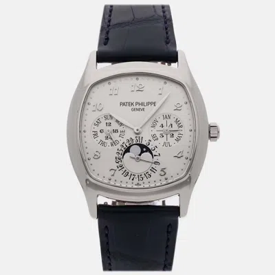 Pre-owned Patek Philippe Grand Complications Perpetual Calendar 5940g-001 Silver Automatic 18k White