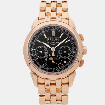 Pre-owned Patek Philippe Grand Complications Perpetual Calendar Chronograph 5270/1r-001 18k Rose Gol In Black