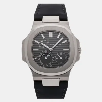 Pre-owned Patek Philippe Nautilus Date Moonphase 5712g-001 Automatic 40 Mm In Gray
