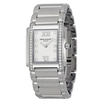 Patek Philippe Twenty~4 Diamond White Dial Ladies Watch 4910-10a-011 In Metallic