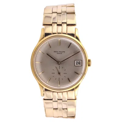 Pre-owned Patek Philippe Ref. 3514 18k Yellow Gold 'calatrava' Date Watch W/ 14k Gold Brac