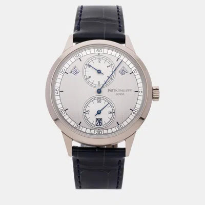 Pre-owned Patek Philippe Silver 18k White Gold Complications Automatic Men's Wristwatch 40 Mm