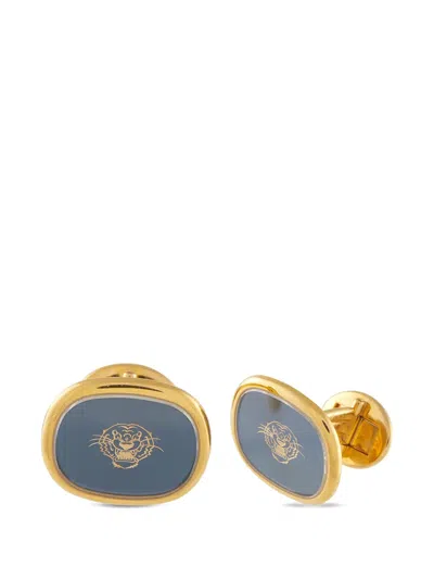 Pre-owned Patek Philippe Tiger-motif Cufflinks In Gold
