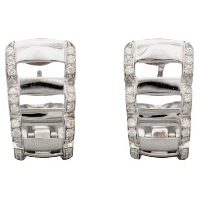 Pre-owned Patek Philippe Twenty-4 Diamond 18 Karat White Gold Hoop Earrings